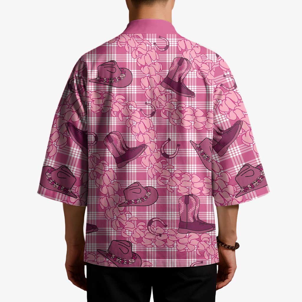 Pink Palaka Hawaii Cowboy Kimono Puakenikeni Lei Paniolo Papale Seamless Vibes - Polynesian Pride