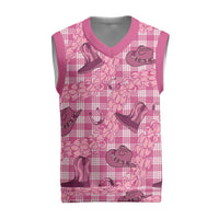 Pink Palaka Hawaii Cowboy Christmas Knitted V-Neck Vest Puakenikeni Lei Paniolo Papale Seamless Vibes LT14 Pink - Polynesian Pride