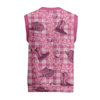 Pink Palaka Hawaii Cowboy Christmas Knitted V-Neck Vest Puakenikeni Lei Paniolo Papale Seamless Vibes LT14 - Polynesian Pride