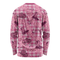 Pink Palaka Hawaii Cowboy Long Sleeve Shirt Puakenikeni Lei Paniolo Papale Seamless Vibes - Polynesian Pride