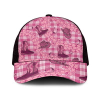 Pink Palaka Hawaii Cowboy Mesh Trucker Cap Puakenikeni Lei Paniolo Papale Seamless Vibes - Polynesian Pride