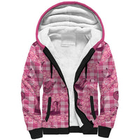 Pink Palaka Hawaii Cowboy Sherpa Hoodie Puakenikeni Lei Paniolo Papale Seamless Vibes - Polynesian Pride