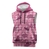 Pink Palaka Hawaii Cowboy Sleeveless Hoodie Puakenikeni Lei Paniolo Papale Seamless Vibes LT14 Pink - Polynesian Pride