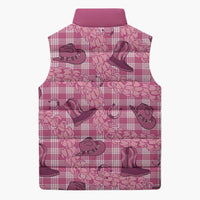 Pink Palaka Hawaii Cowboy Sleeveless Puffer Jacket Puakenikeni Lei Paniolo Papale Seamless Vibes - Polynesian Pride