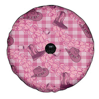 Pink Palaka Hawaii Cowboy Spare Tire Cover Puakenikeni Lei Paniolo Papale Seamless Vibes - Polynesian Pride