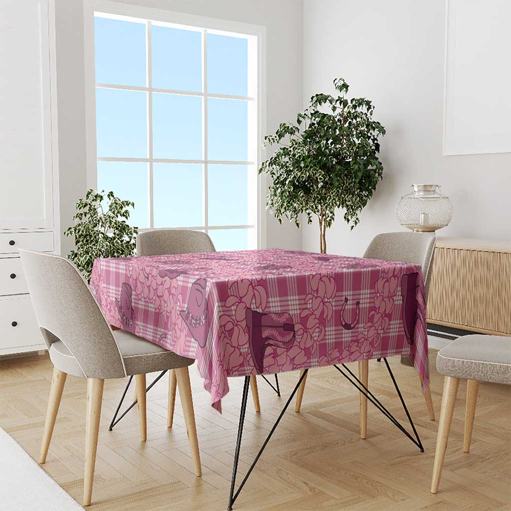 Pink Palaka Hawaii Cowboy Tablecloth Puakenikeni Lei Paniolo Papale Seamless Vibes - Polynesian Pride