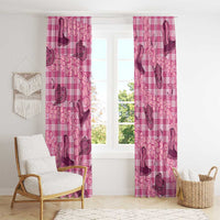 Pink Palaka Hawaii Cowboy Window Curtain Puakenikeni Lei Paniolo Papale Seamless Vibes - Polynesian Pride