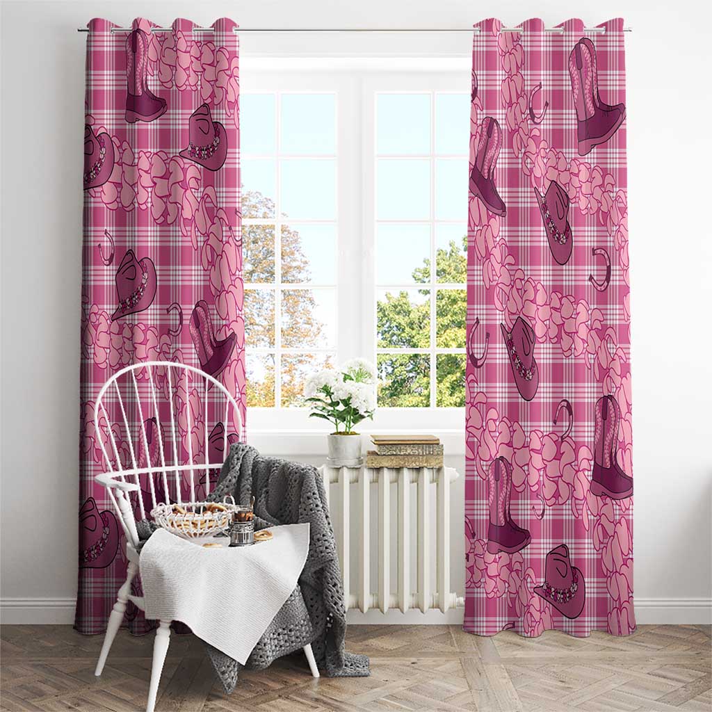 Pink Palaka Hawaii Cowboy Window Curtain Puakenikeni Lei Paniolo Papale Seamless Vibes - Polynesian Pride