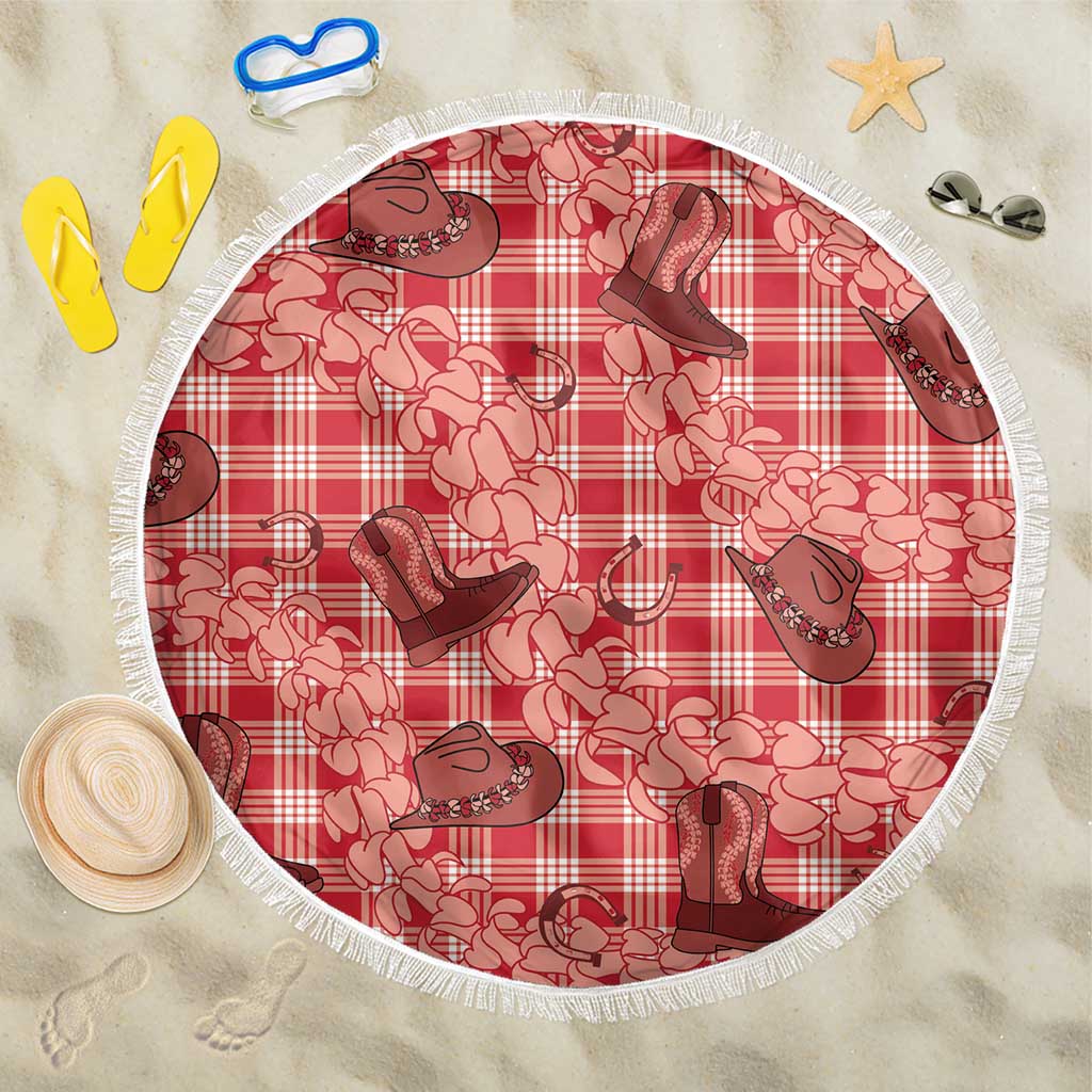 Red Palaka Hawaii Cowboy Beach Blanket Puakenikeni Lei Paniolo Papale Seamless Vibes - Polynesian Pride