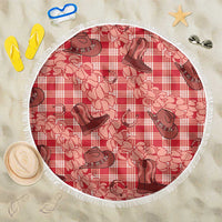 Red Palaka Hawaii Cowboy Beach Blanket Puakenikeni Lei Paniolo Papale Seamless Vibes - Polynesian Pride