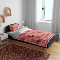 Red Palaka Hawaii Cowboy Bedding Set Puakenikeni Lei Paniolo Papale Seamless Vibes - Polynesian Pride
