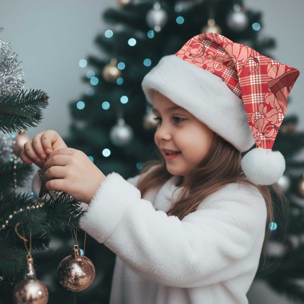 Red Palaka Hawaii Cowboy Christmas Santa Hat Puakenikeni Lei Paniolo Papale Seamless Vibes - Polynesian Pride