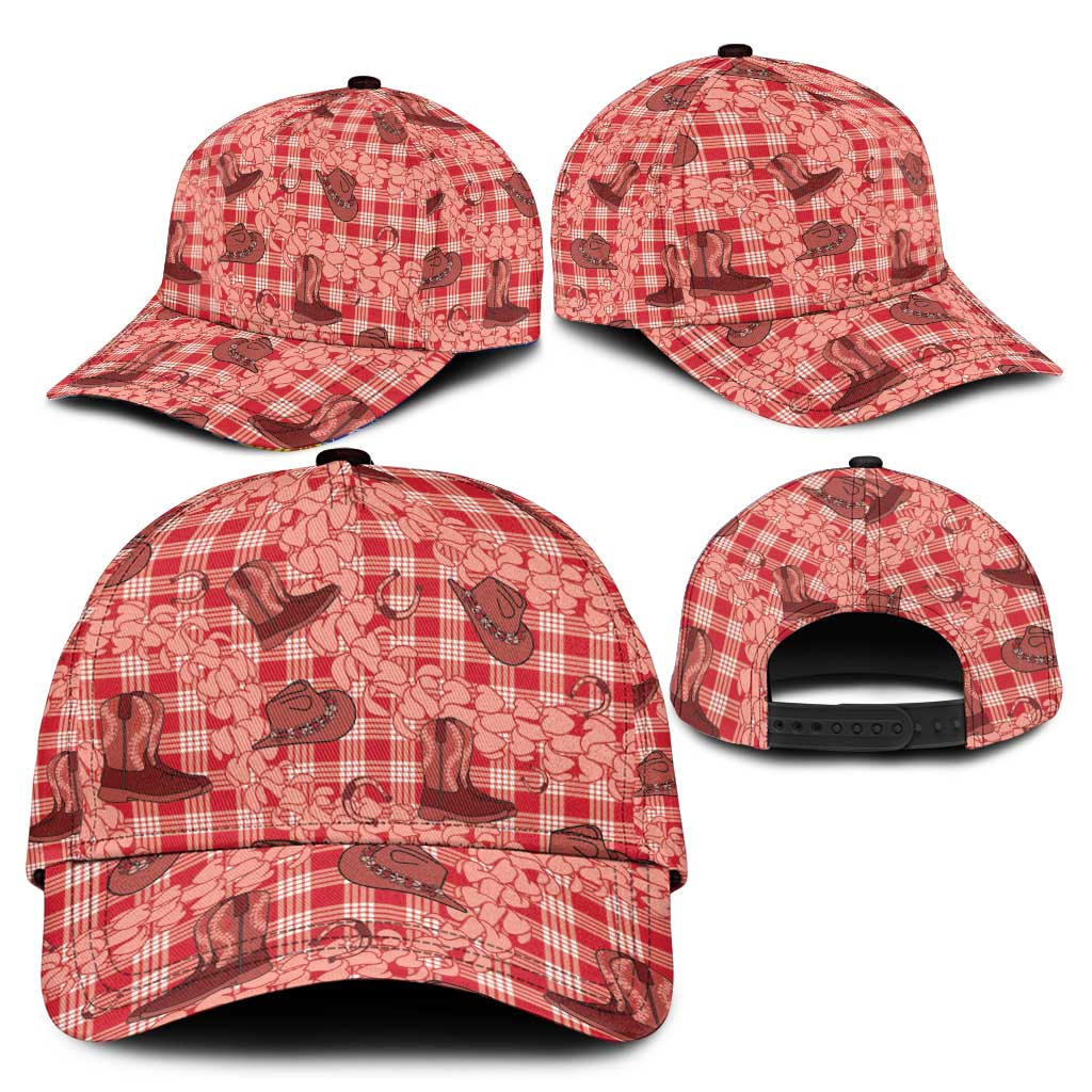 Red Palaka Hawaii Cowboy Classic Cap Puakenikeni Lei Paniolo Papale Seamless Vibes - Polynesian Pride