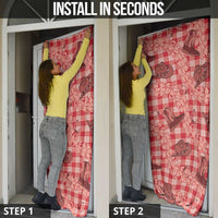 Red Palaka Hawaii Cowboy Door Cover Puakenikeni Lei Paniolo Papale Seamless Vibes - Polynesian Pride