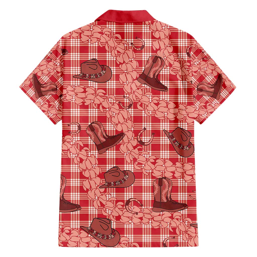 Red Palaka Hawaii Cowboy Family Matching Puletasi and Hawaiian Shirt Puakenikeni Lei Paniolo Papale Seamless Vibes LT14 - Polynesian Pride