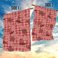 Red Palaka Hawaii Cowboy Garden Flag Puakenikeni Lei Paniolo Papale Seamless Vibes - Polynesian Pride