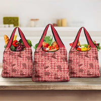 Red Palaka Hawaii Cowboy Grocery Bag Puakenikeni Lei Paniolo Papale Seamless Vibes - Polynesian Pride