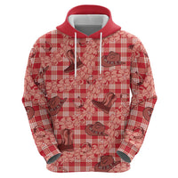 Red Palaka Hawaii Cowboy Hoodie Puakenikeni Lei Paniolo Papale Seamless Vibes - Polynesian Pride