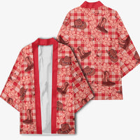 Red Palaka Hawaii Cowboy Kimono Puakenikeni Lei Paniolo Papale Seamless Vibes - Polynesian Pride