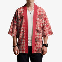 Red Palaka Hawaii Cowboy Kimono Puakenikeni Lei Paniolo Papale Seamless Vibes - Polynesian Pride