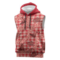 Red Palaka Hawaii Cowboy Sleeveless Hoodie Puakenikeni Lei Paniolo Papale Seamless Vibes LT14 Red - Polynesian Pride