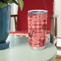 Red Palaka Hawaii Cowboy Tumbler Cup Puakenikeni Lei Paniolo Papale Seamless Vibes - Polynesian Pride