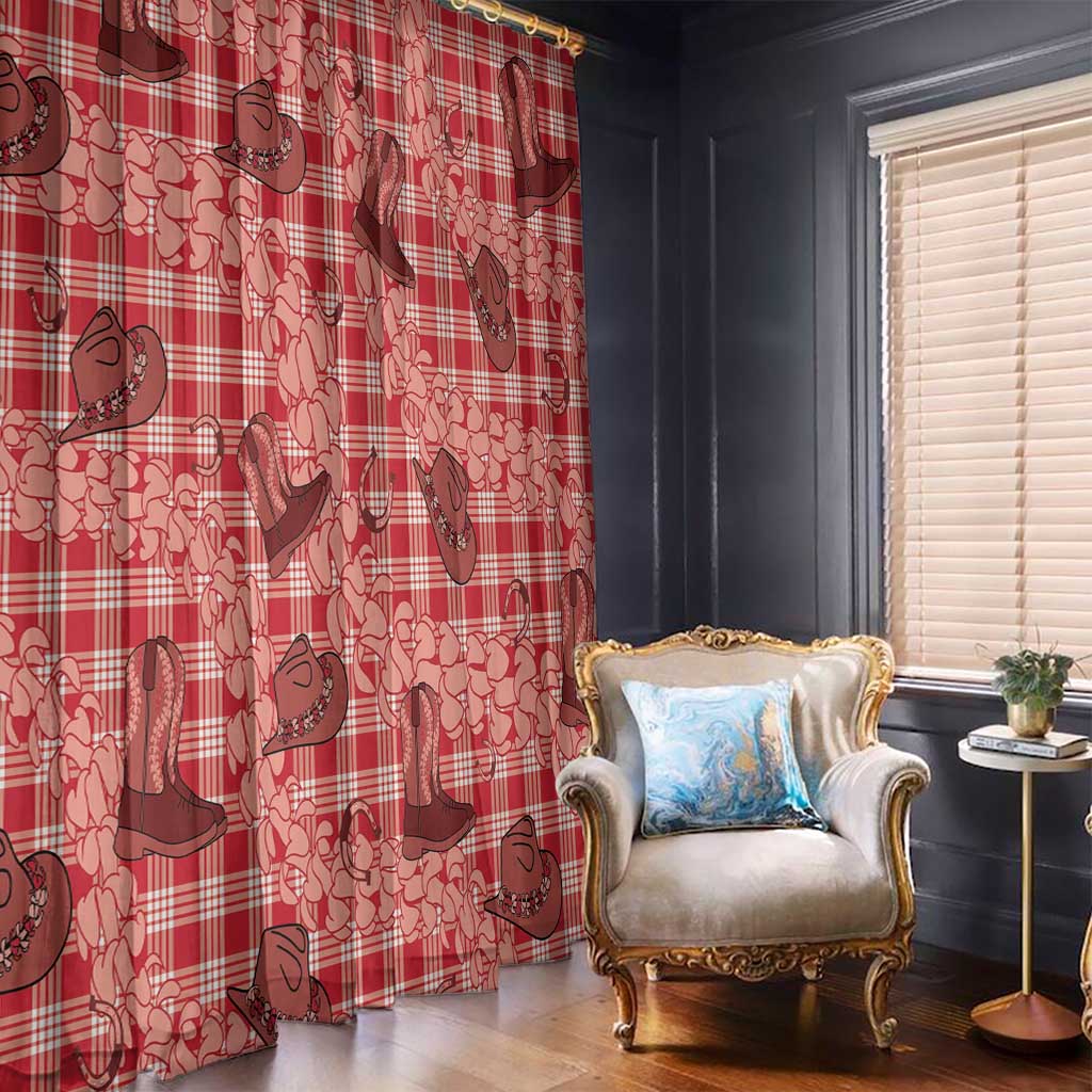 Red Palaka Hawaii Cowboy Window Curtain Puakenikeni Lei Paniolo Papale Seamless Vibes - Polynesian Pride