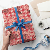 Red Palaka Hawaii Cowboy Wrapping Paper Puakenikeni Lei Paniolo Papale Seamless Vibes - Polynesian Pride