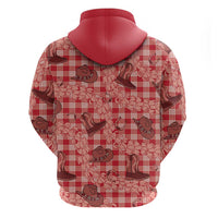 Red Palaka Hawaii Cowboy Zip Hoodie Puakenikeni Lei Paniolo Papale Seamless Vibes - Polynesian Pride