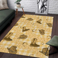 Yellow Palaka Hawaii Cowboy Area Rug Puakenikeni Lei Paniolo Papale Seamless Vibes - Polynesian Pride