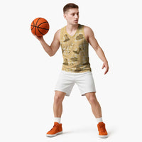 Yellow Palaka Hawaii Cowboy Basketball Jersey Puakenikeni Lei Paniolo Papale Seamless Vibes LT14 - Polynesian Pride