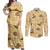 Yellow Palaka Hawaii Cowboy Couples Matching Off Shoulder Maxi Dress and Long Sleeve Button Shirt Puakenikeni Lei Paniolo Papale Seamless Vibes - Polynesian Pride