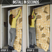 Yellow Palaka Hawaii Cowboy Door Cover Puakenikeni Lei Paniolo Papale Seamless Vibes - Polynesian Pride