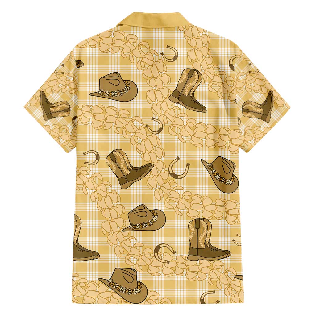 Yellow Palaka Hawaii Cowboy Family Matching Long Sleeve Bodycon Dress and Hawaiian Shirt Puakenikeni Lei Paniolo Papale Seamless Vibes LT14 - Polynesian Pride