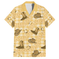 Yellow Palaka Hawaii Cowboy Family Matching Off Shoulder Maxi Dress and Hawaiian Shirt Puakenikeni Lei Paniolo Papale Seamless Vibes LT14 Dad's Shirt - Short Sleeve Yellow - Polynesian Pride