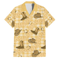 Yellow Palaka Hawaii Cowboy Family Matching Short Sleeve Bodycon Dress and Hawaiian Shirt Puakenikeni Lei Paniolo Papale Seamless Vibes LT14 Dad's Shirt - Short Sleeve Yellow - Polynesian Pride