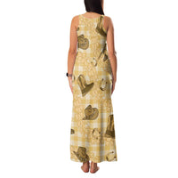 Yellow Palaka Hawaii Cowboy Family Matching Tank Maxi Dress and Hawaiian Shirt Puakenikeni Lei Paniolo Papale Seamless Vibes - Polynesian Pride