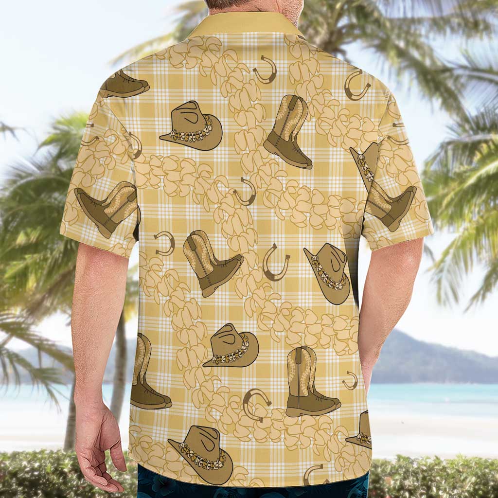 Yellow Palaka Hawaii Cowboy Hawaiian Shirt Puakenikeni Lei Paniolo Papale Seamless Vibes - Polynesian Pride