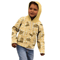 Yellow Palaka Hawaii Cowboy Kid Hoodie Puakenikeni Lei Paniolo Papale Seamless Vibes - Polynesian Pride