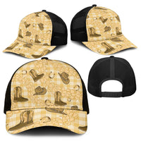 Yellow Palaka Hawaii Cowboy Mesh Trucker Cap Puakenikeni Lei Paniolo Papale Seamless Vibes - Polynesian Pride