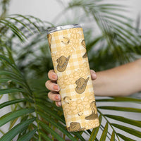 Yellow Palaka Hawaii Cowboy Skinny Tumbler Puakenikeni Lei Paniolo Papale Seamless Vibes - Polynesian Pride