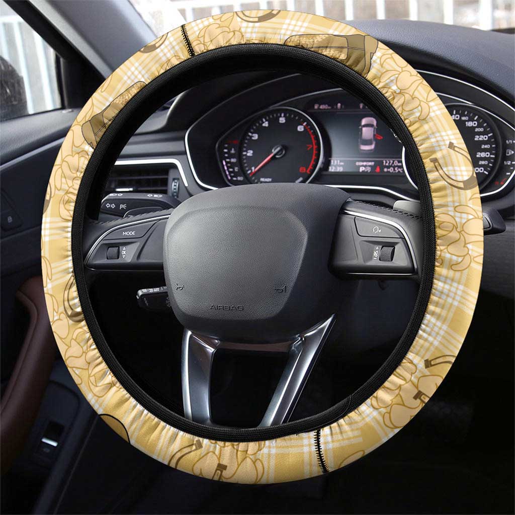Yellow Palaka Hawaii Cowboy Steering Wheel Cover Puakenikeni Lei Paniolo Papale Seamless Vibes - Polynesian Pride