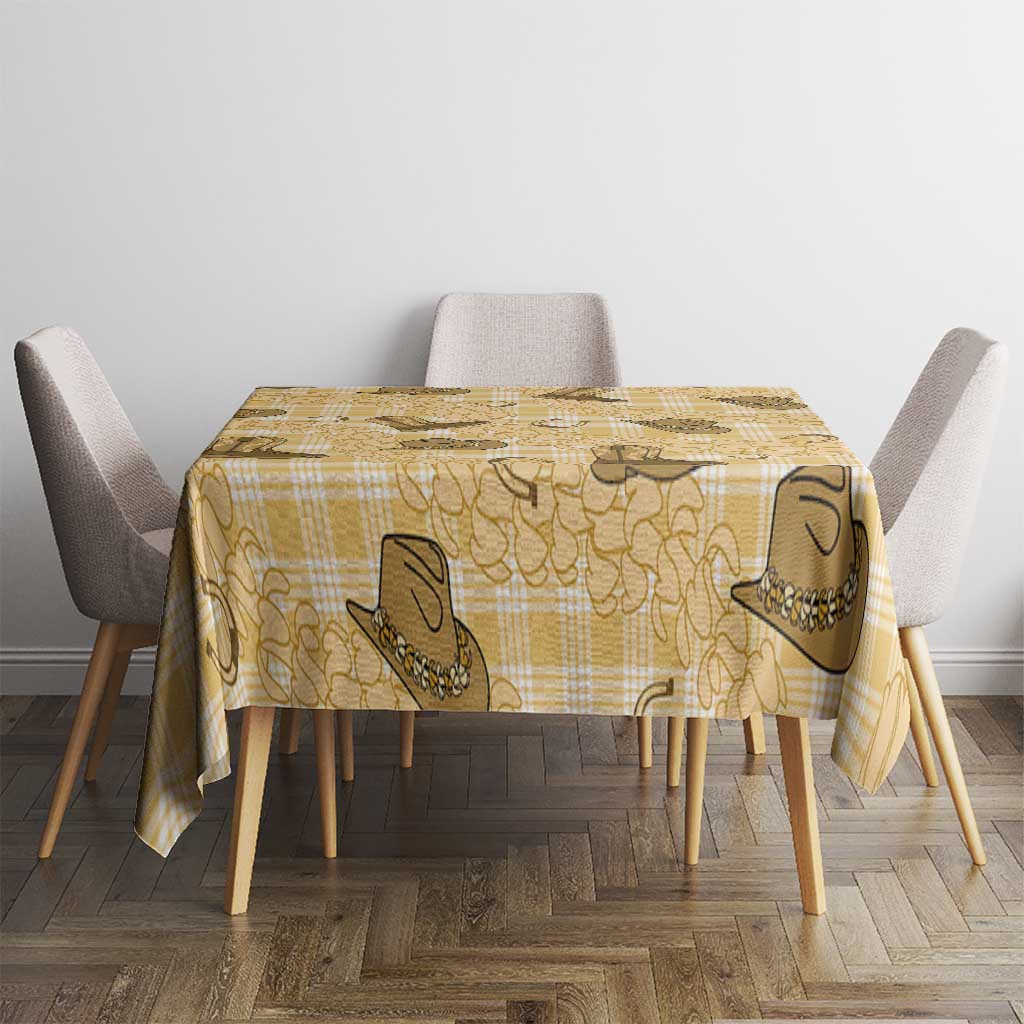 Yellow Palaka Hawaii Cowboy Tablecloth Puakenikeni Lei Paniolo Papale Seamless Vibes - Polynesian Pride