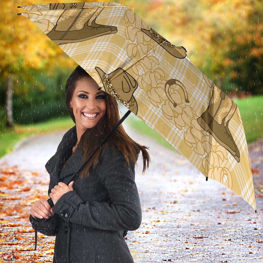 Yellow Palaka Hawaii Cowboy Umbrella Puakenikeni Lei Paniolo Papale Seamless Vibes - Polynesian Pride