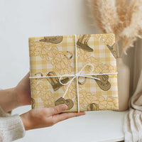 Yellow Palaka Hawaii Cowboy Wrapping Paper Puakenikeni Lei Paniolo Papale Seamless Vibes - Polynesian Pride