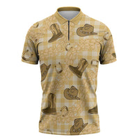 Yellow Palaka Hawaii Cowboy Zipper Polo Shirt Puakenikeni Lei Paniolo Papale Seamless Vibes - Polynesian Pride