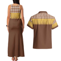 Aloha Hawaii Cowboy Custome Couples Matching Tank Maxi Dress and Hawaiian Shirt Puakenikeni Lei Palaka Tassel Style LT14 - Polynesian Pride