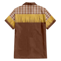 Aloha Hawaii Cowboy Custome Family Matching Off Shoulder Short Dress and Hawaiian Shirt Puakenikeni Lei Palaka Tassel Style - Polynesian Pride