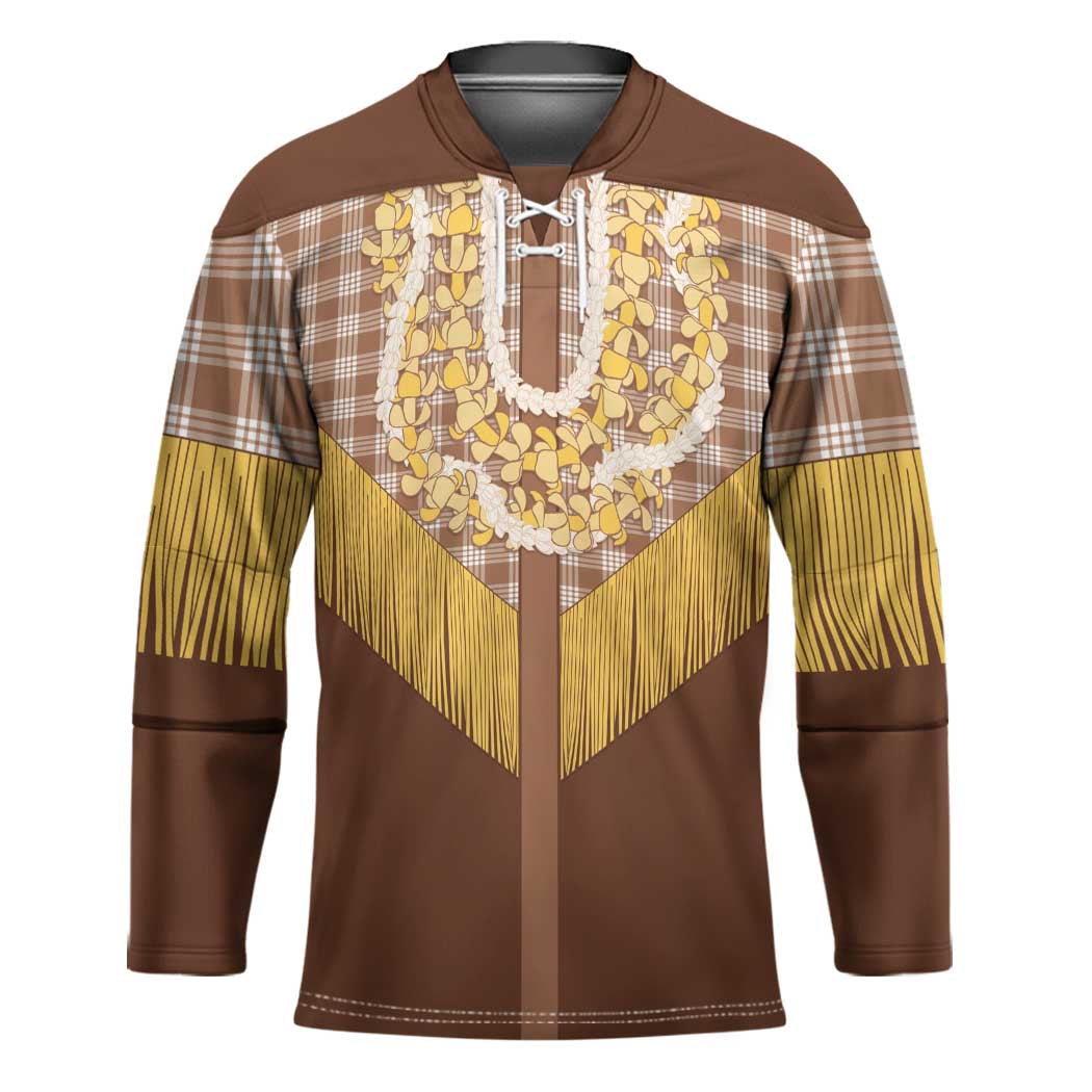 Aloha Hawaii Cowboy Custome Hockey Jersey Puakenikeni Lei Palaka Tassel Style - Polynesian Pride