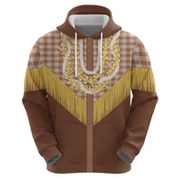 Aloha Hawaii Cowboy Custome Hoodie Puakenikeni Lei Palaka Tassel Style - Polynesian Pride